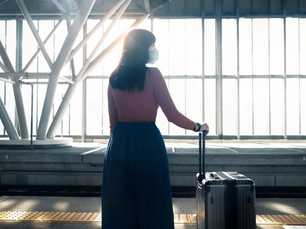 Woman waiting in airport